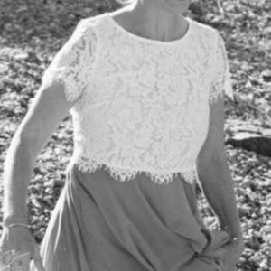 Short Sleeve Lace Morning Lavender Crop Top, Ellie Style